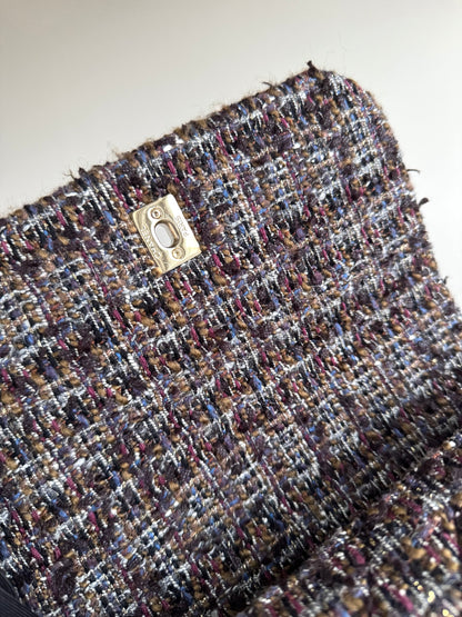 Pre-owned Chanel Knock On Wood Brown Tweed Top Handle Flap Bag