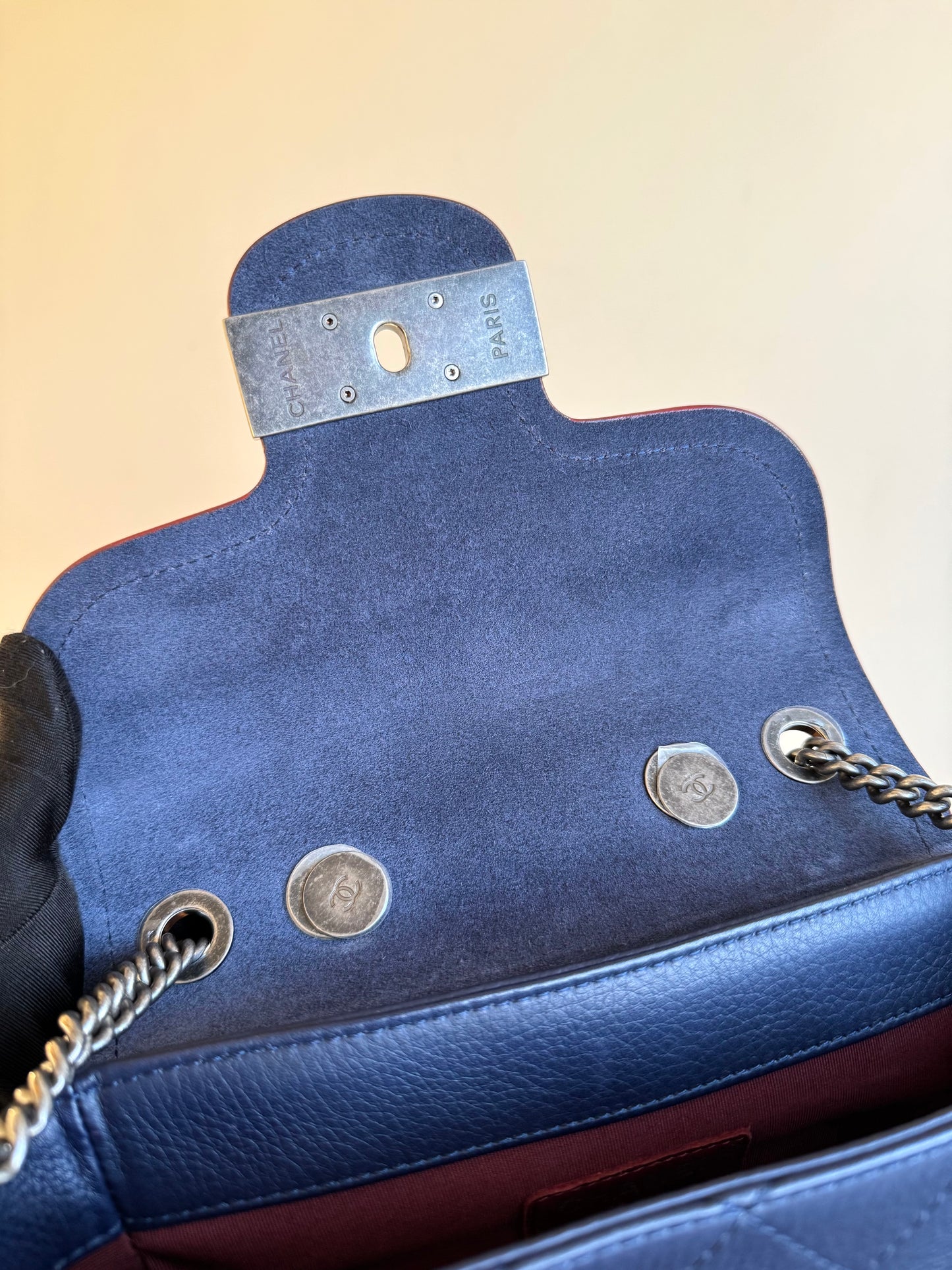 Pre-owned Chanel Archi Chic Navy Blue Leather Flap Bag