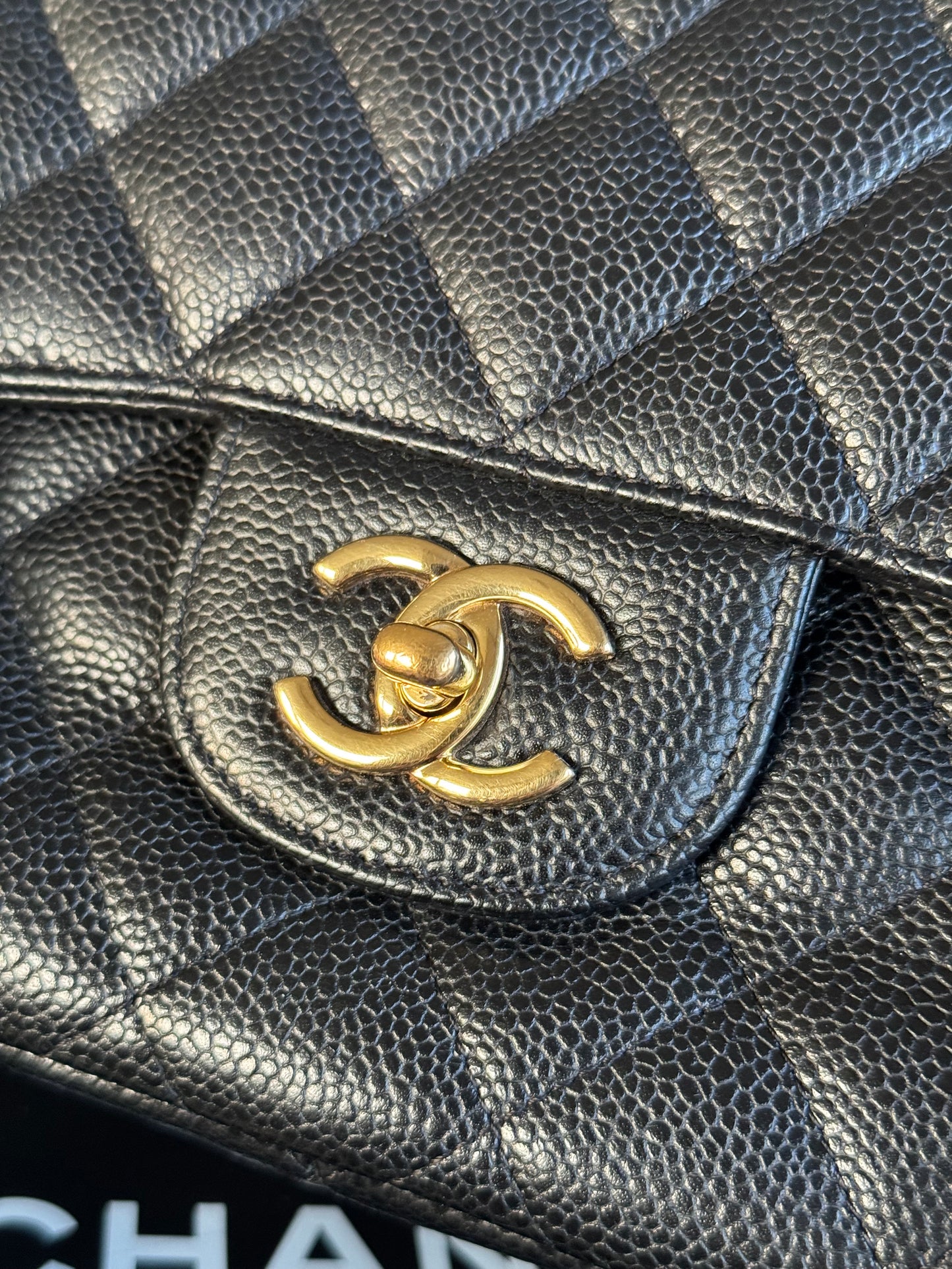 Pre-owned Chanel Timeless Classic Jumbo Black Caviar Flap Bag