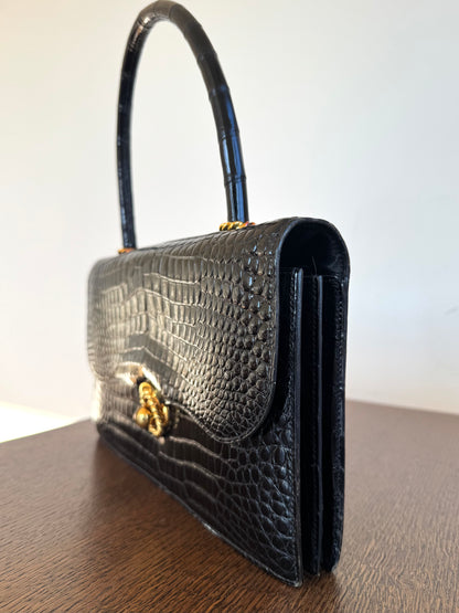 Pre-owned Hermès Vintage Escale Black Crocodile Handle Bag