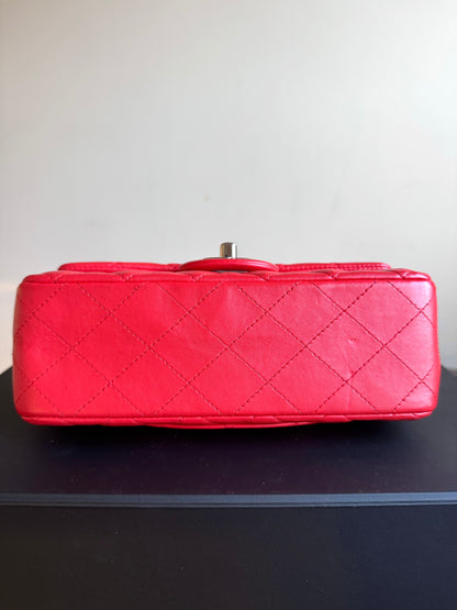 Pre-owned Chanel Timeless Mini Rectangle Coral Red Leather Bag