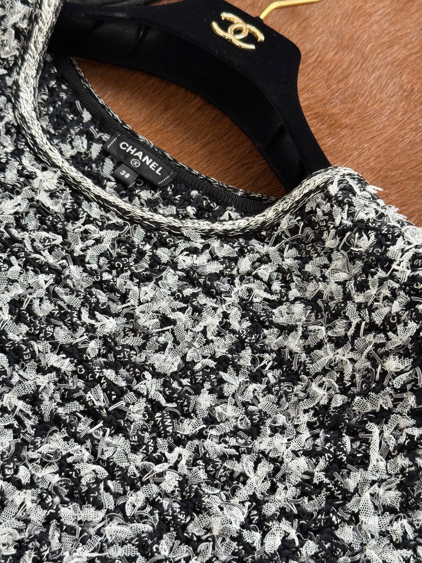 Pre-owned Chanel Black White Cotton Silk Dress