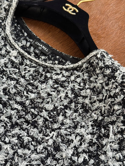 Pre-owned Chanel Black White Cotton Silk Dress