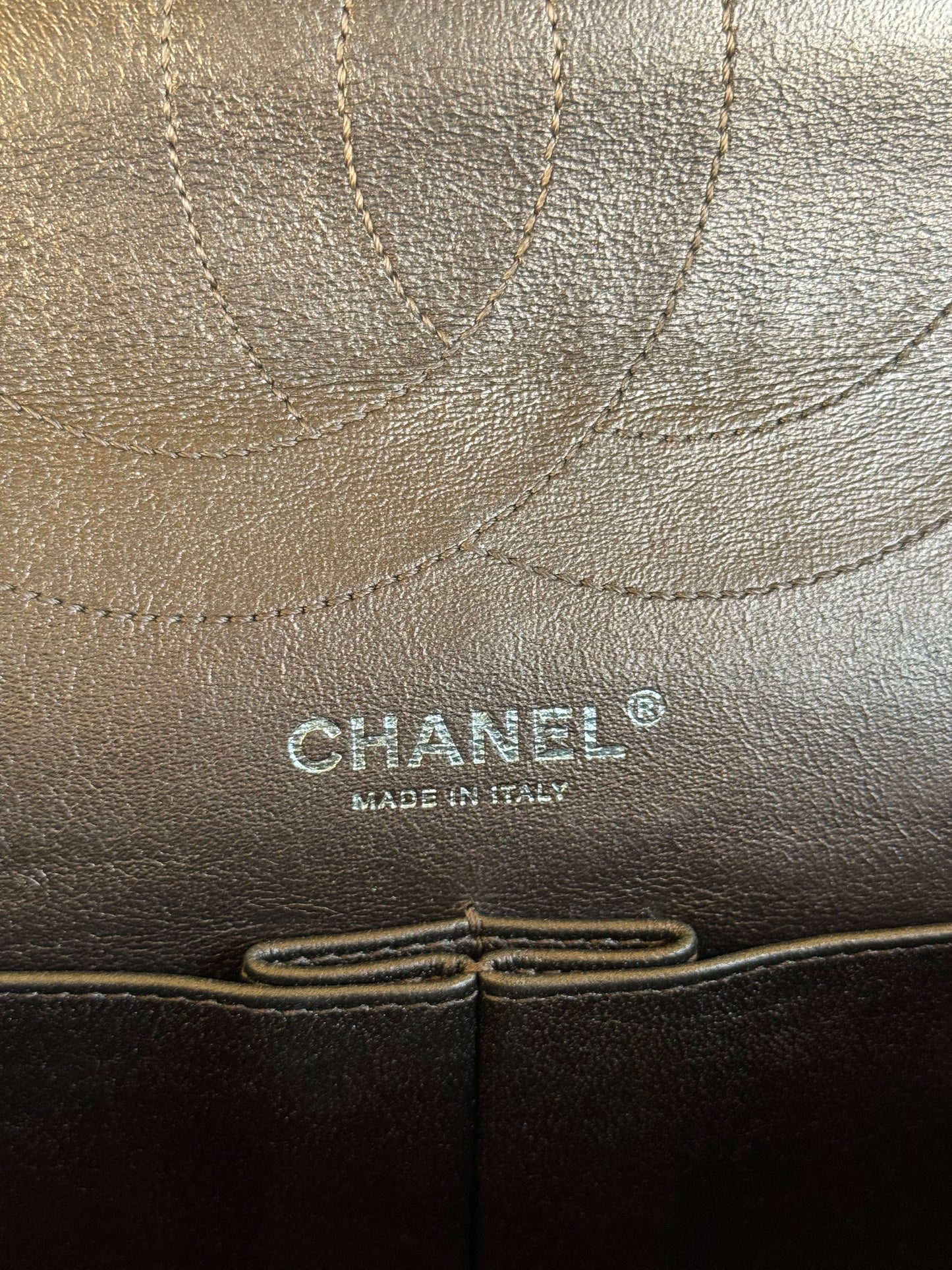 Pre-owned Chanel 2.55 Reissue Maxi 227 Bronze Metallic Calfskin Flap Bag