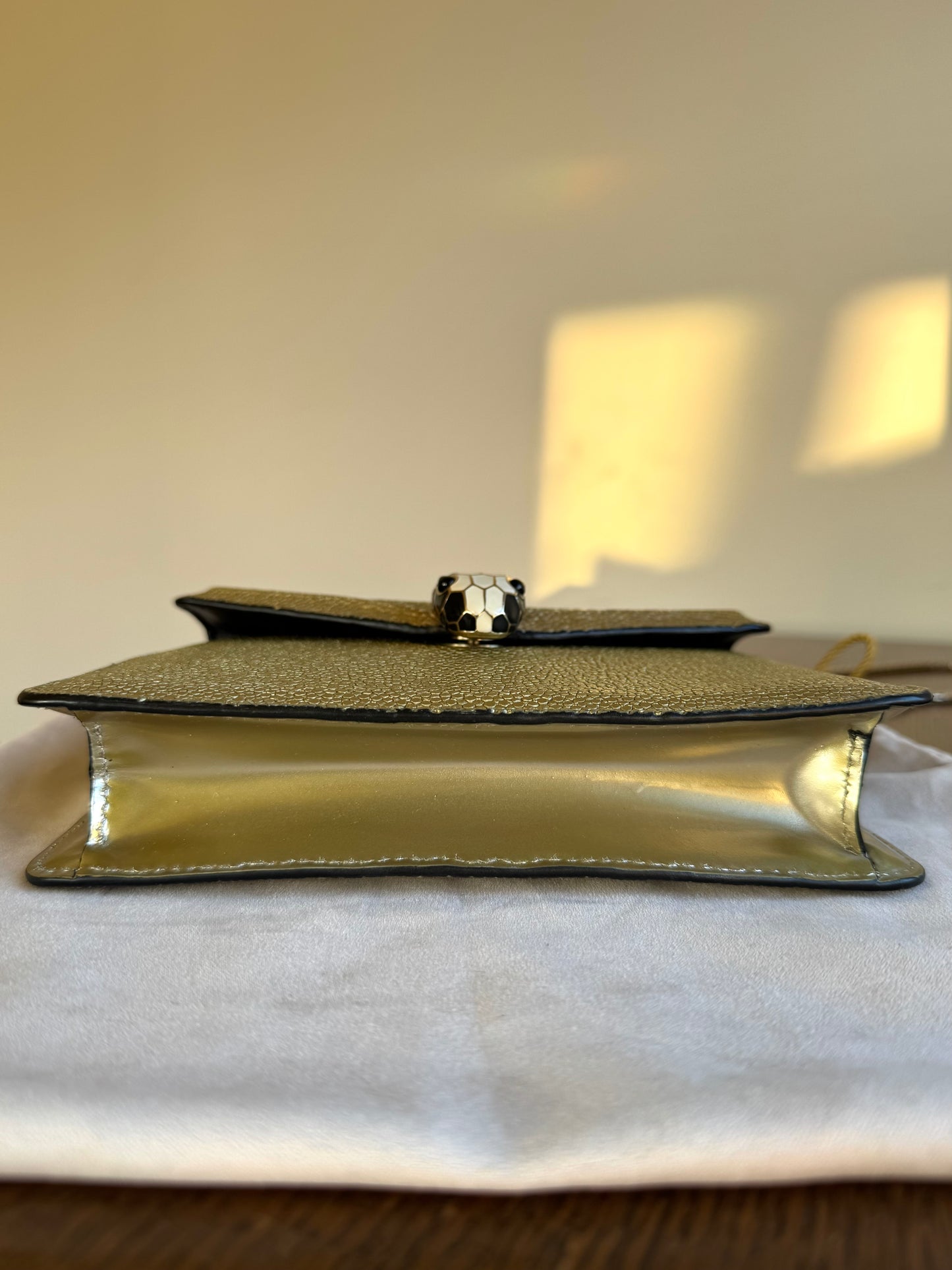 Pre-owned Bvlgari Serpenti Forever Small Gold Stingray Shoulder Bag