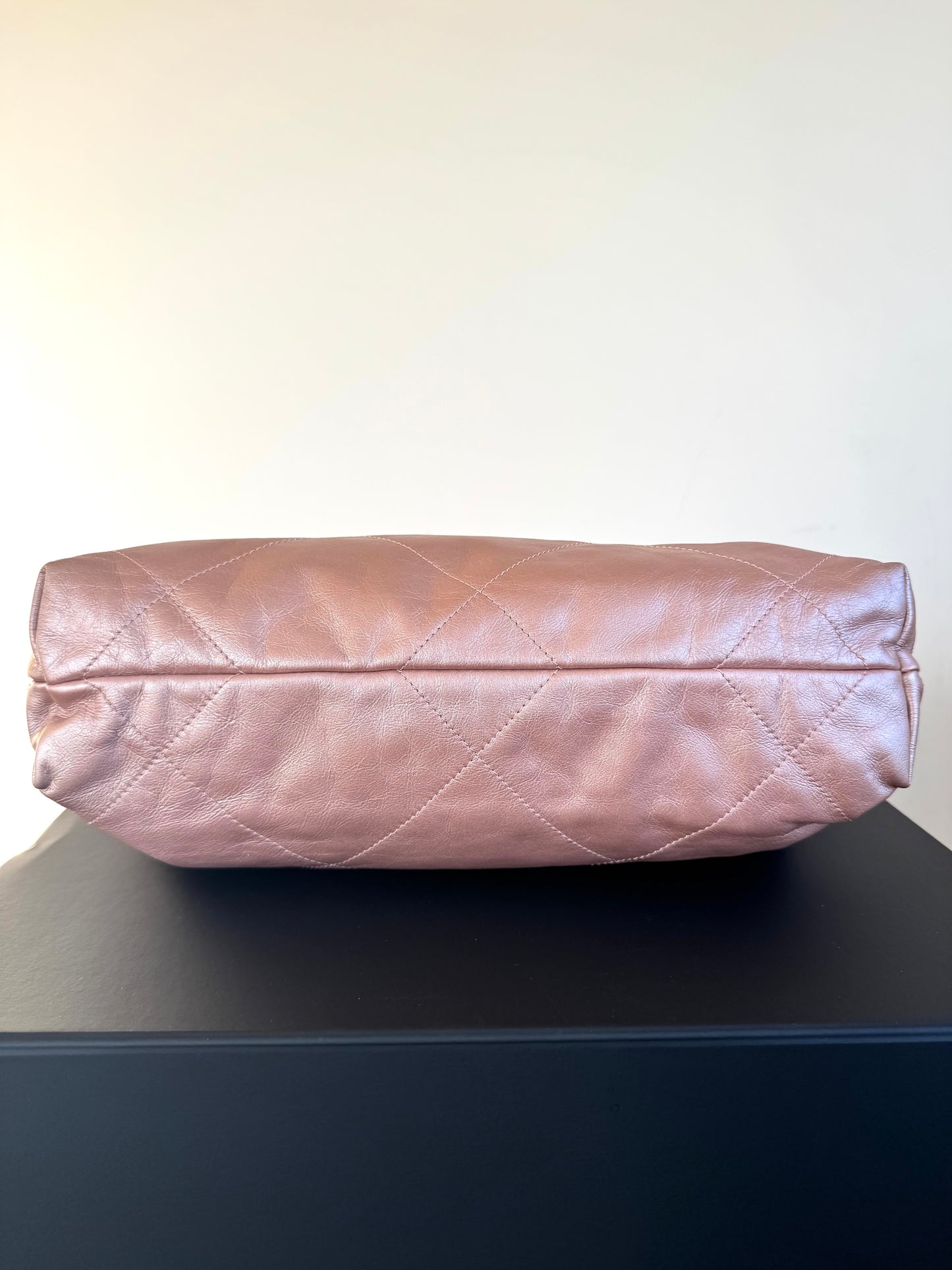 Pre-owned Chanel 22 Small Rose Gold Leather Tote Bag Limited Color