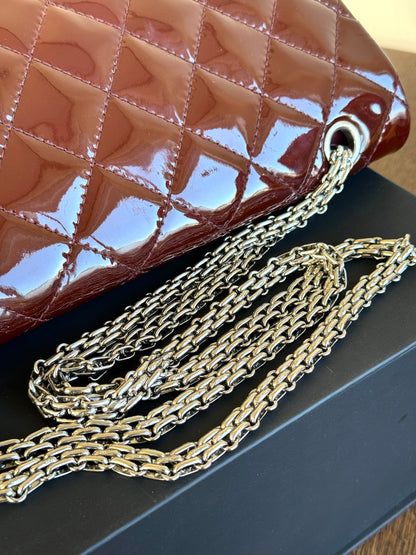 Pre-owned Chanel 2.55 Reissue Maxi 227 Burgundy Patent Leather Flap Bag