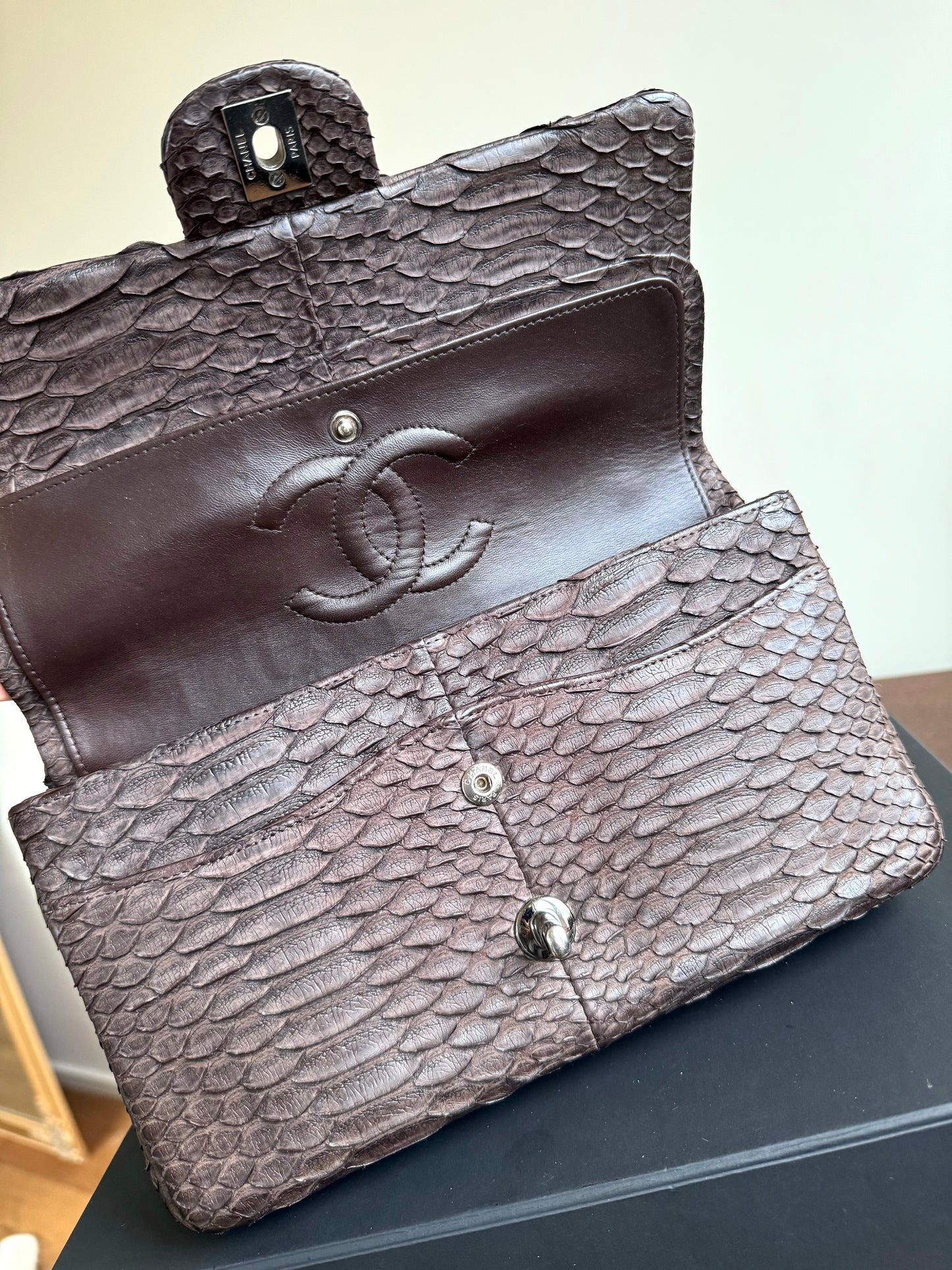 Pre-owned Chanel Timeless Classic Standard Python Flap Bag