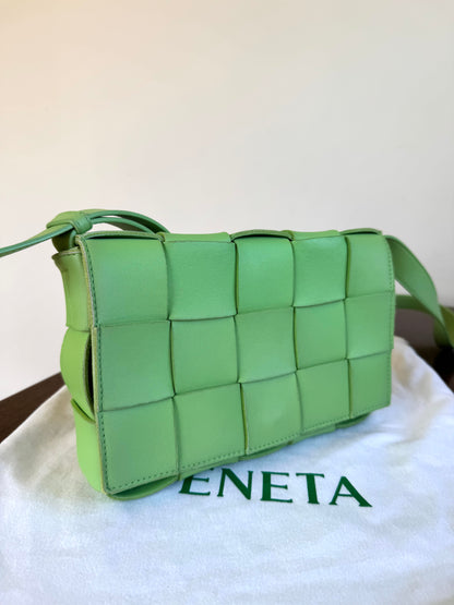 Pre-owned Bottega Veneta Cassette Green Lambskin Flap Bag