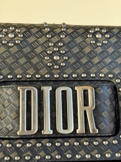 Pre-owned Dior Dio(r)evolution Studded Black Leather Flap Bag