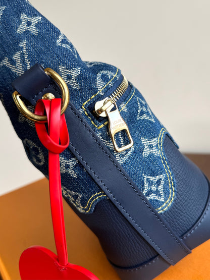 Pre-owned Louis Vuitton x Nigo Monogram Blue Denim Japanese Cruiser Bag