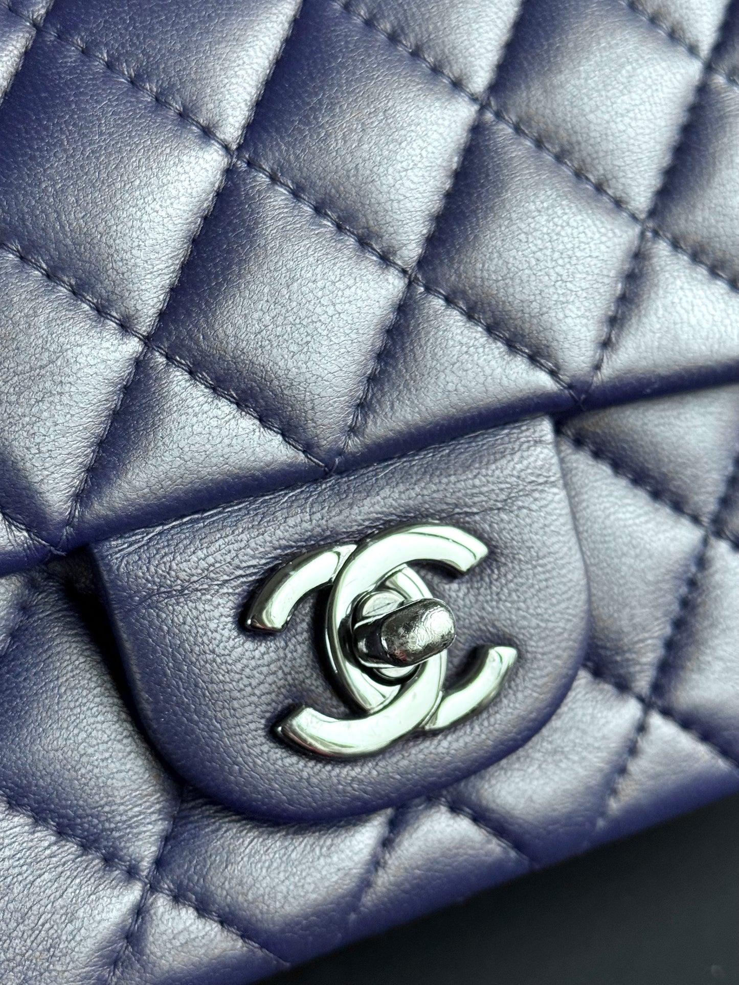Pre-owned Chanel Timeless Mini Rectangle Purple Leather Bag