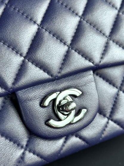 Pre-owned Chanel Timeless Mini Rectangle Purple Leather Bag