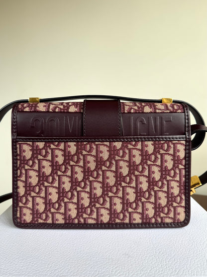 Pre-owned Dior 30 Montaigne Medium Burgundy Canvas Leather Bag