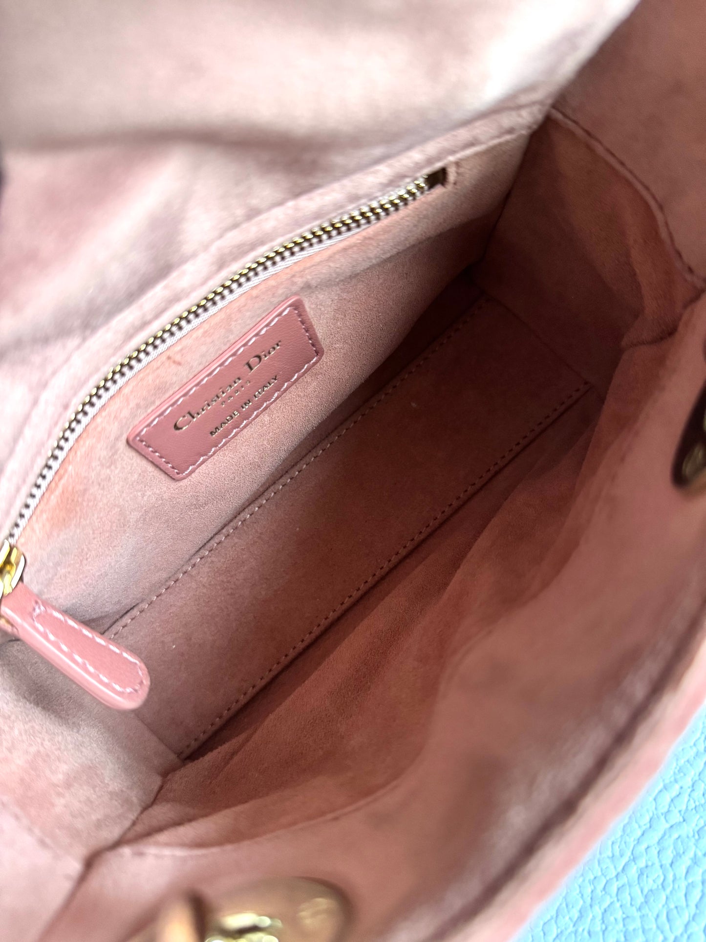 Pre-owned Dior Lady Dior Mini Crystal Dusty Rose Velvet Bag Limited Edition