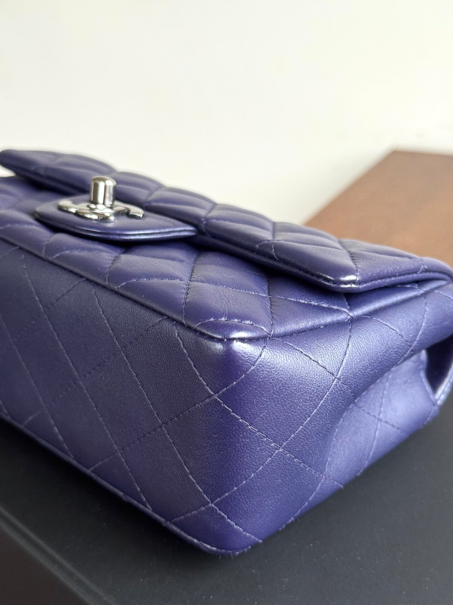 Pre-owned Chanel Timeless Mini Rectangle Purple Leather Bag