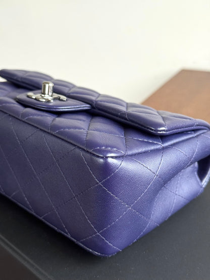 Pre-owned Chanel Timeless Mini Rectangle Purple Leather Bag