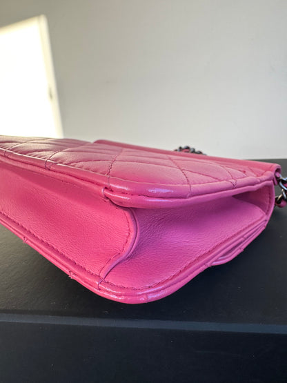 Pre-owned Chanel Crossing Time Mini Pink Leather Flap Bag