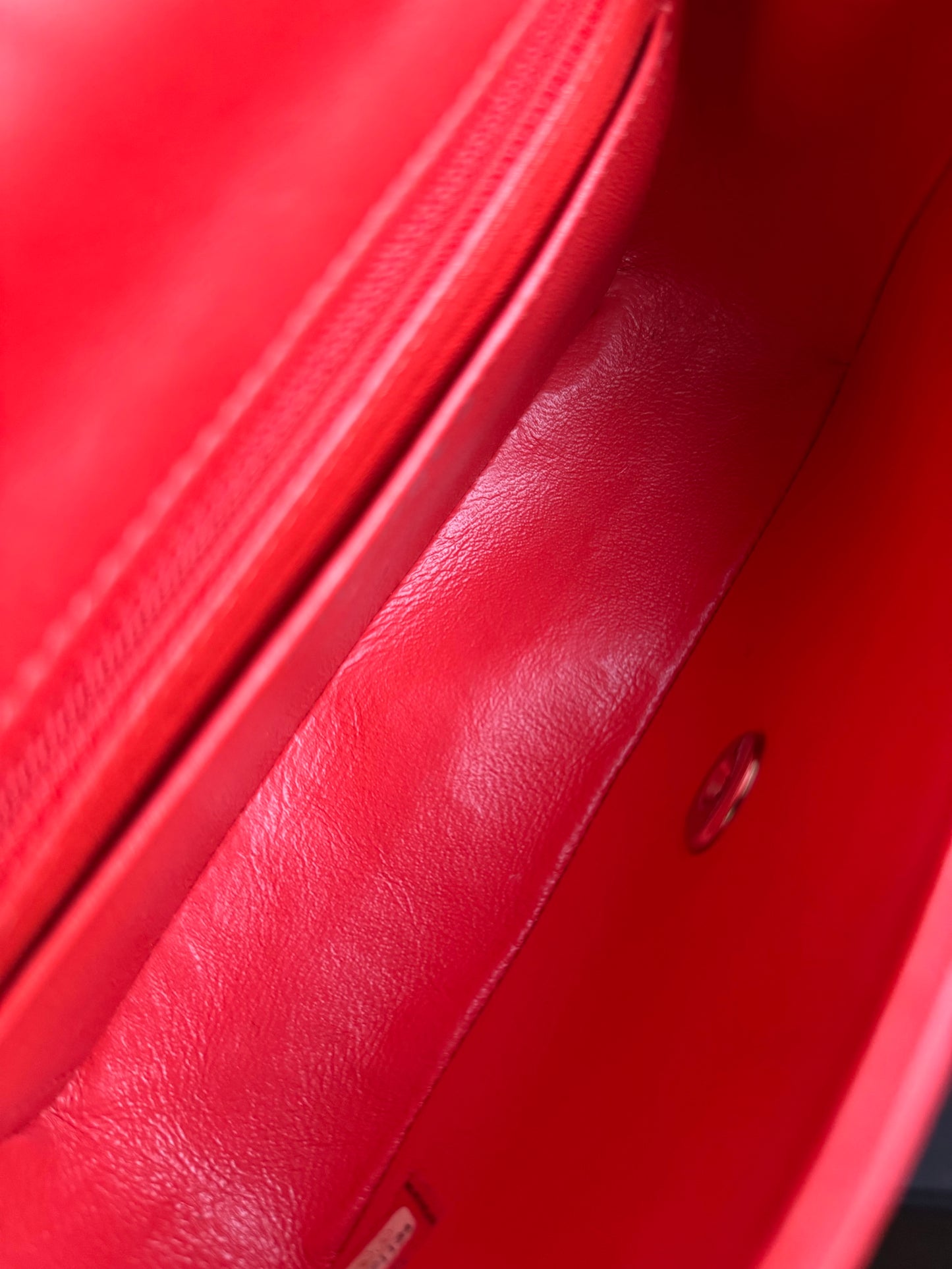 Pre-owned Chanel Timeless Mini Rectangle Coral Red Leather Bag