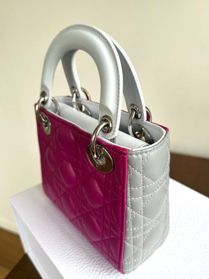 Pre-owned Dior Lady Dior Mini Multicolor Lambskin Cannage Bag
