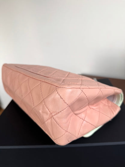Pre-owned Chanel 2.55 Maxi 227 Rose Mint Lambskin Flap Bag