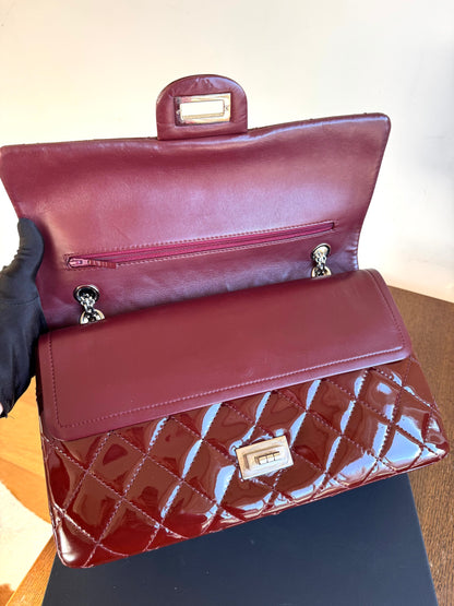 Pre-owned Chanel 2.55 Reissue Maxi 227 Burgundy Patent Leather Flap Bag