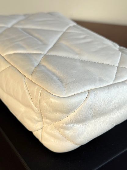 Pre-owned Chanel 19 Small White Lambskin Flap Bag
