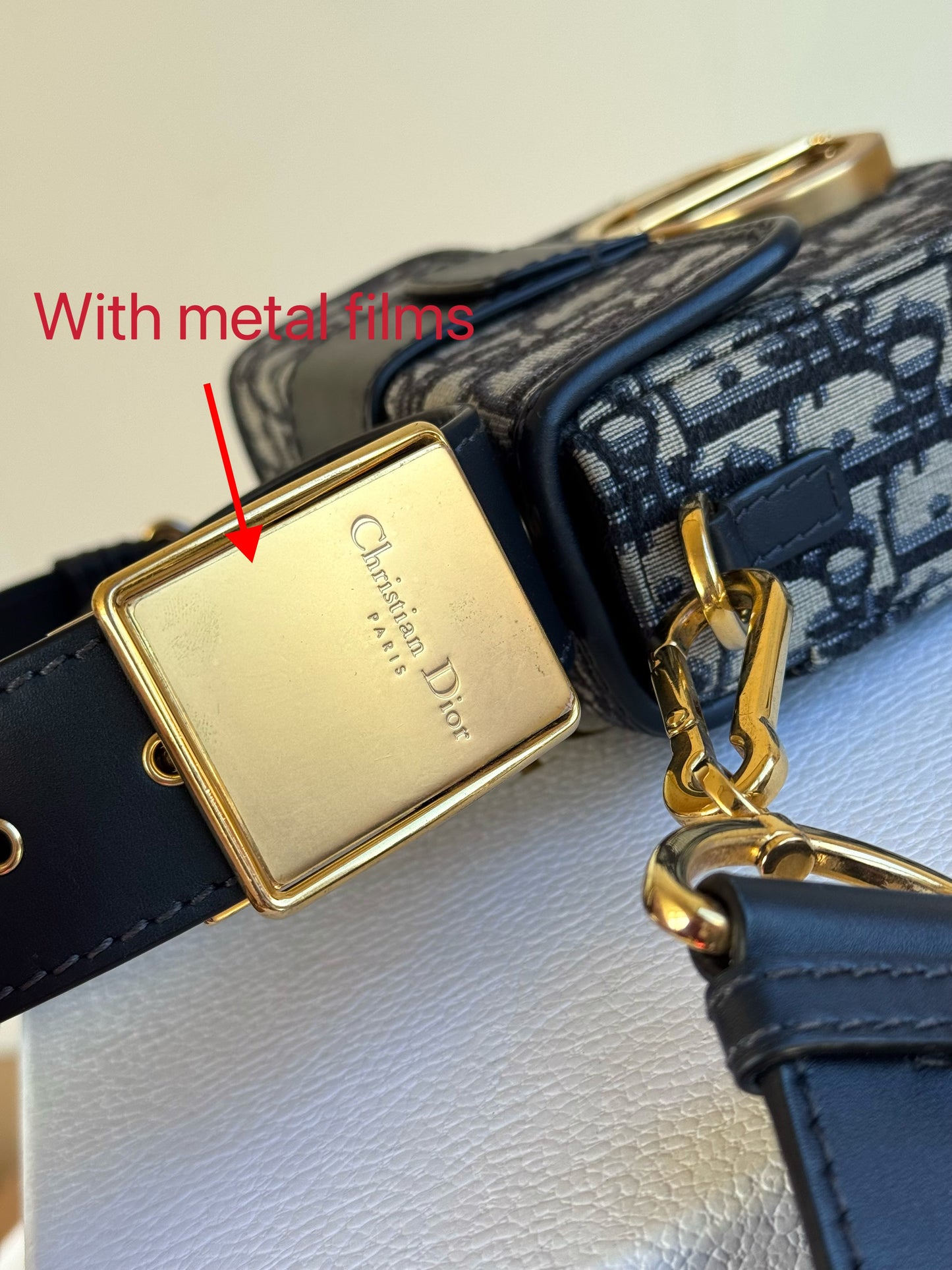 Pre-owned Dior 30 Montaigne Box Navy Canvas Leather Bag