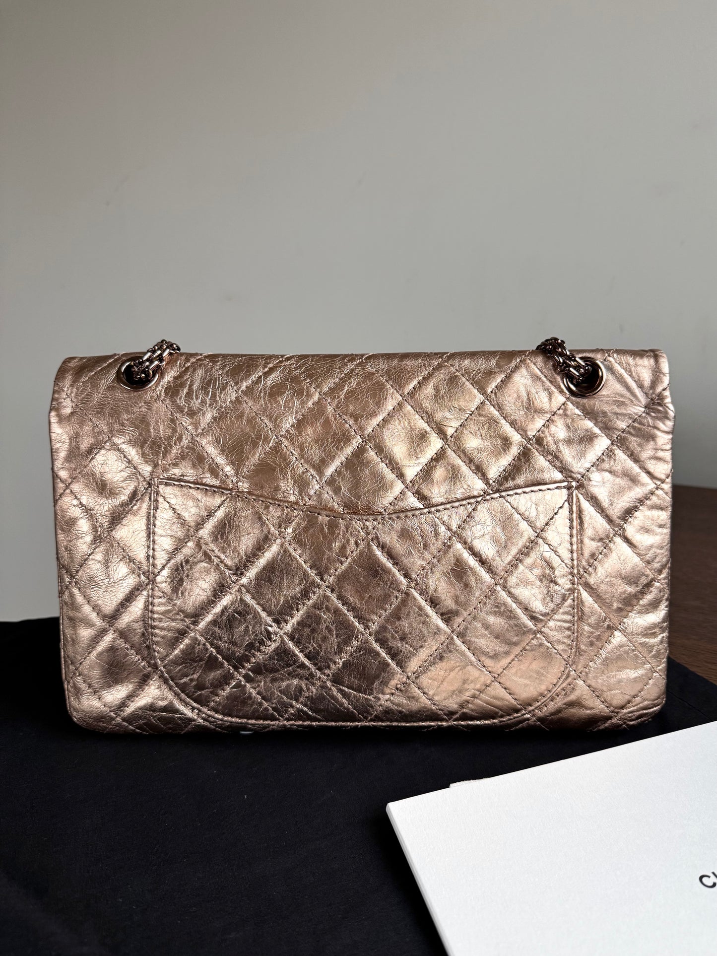 Pre-owned Chanel 2.55 Maxi Rose Gold Calfskin Leather Flap Bag