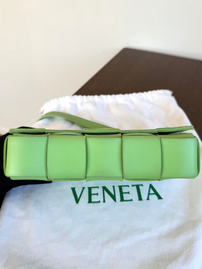 Pre-owned Bottega Veneta Cassette Green Lambskin Flap Bag