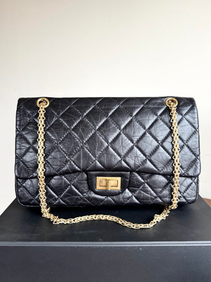 Pre-owned Chanel 2.55 Reissue Maxi 227 Black Calfskin Flap Bag