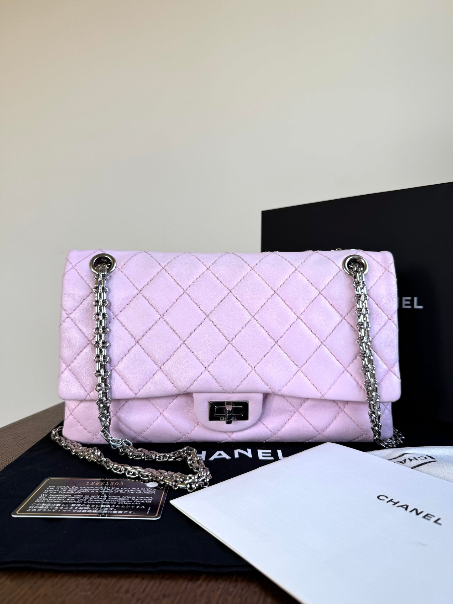 Pre-owned Chanel 2.55 Reissue 226 Large Pink Leather Flap Bag