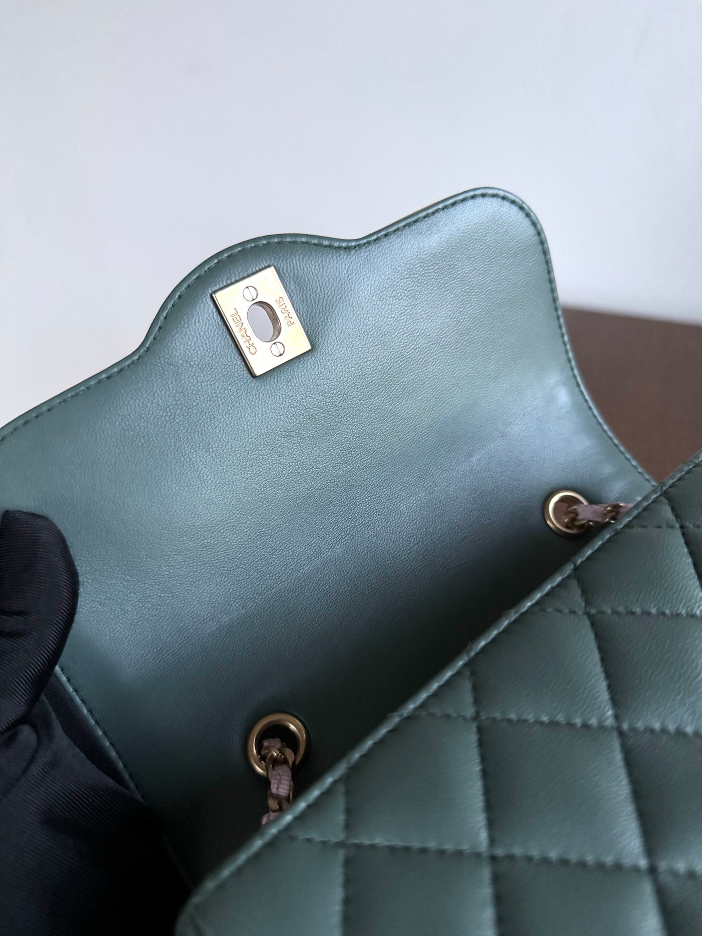 Pre-owned Chanel Diana Mini Bi-color Green Pink Leather Flap Bag