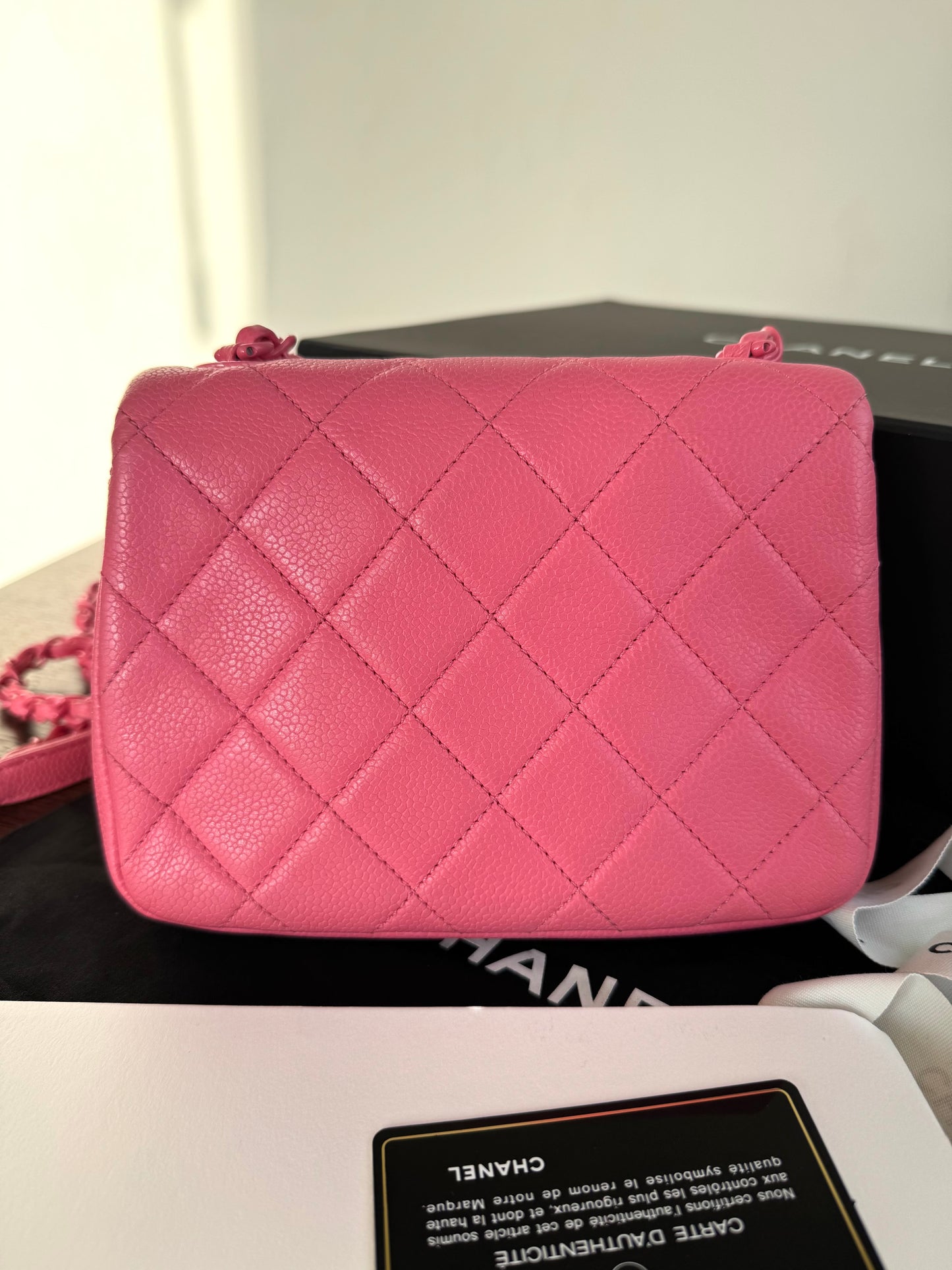 Pre-owned Chanel Timeless Mini Square Incognito Pink Caviar Flap Bag