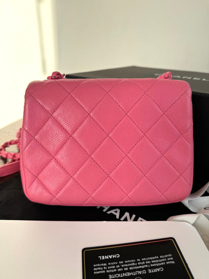 Pre-owned Chanel Timeless Mini Square Incognito Pink Caviar Flap Bag