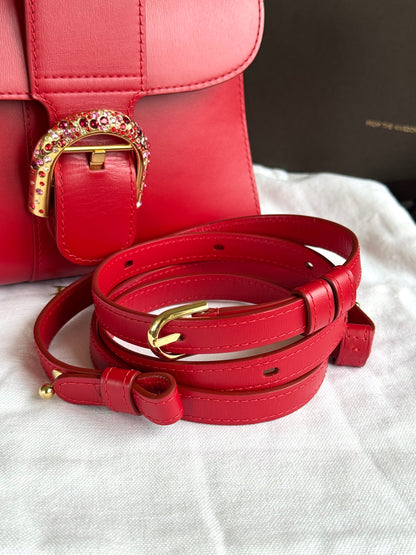 Pre-owned Delvaux Brillant Mini Swarovski Red Box Leather Bag Limited Edition