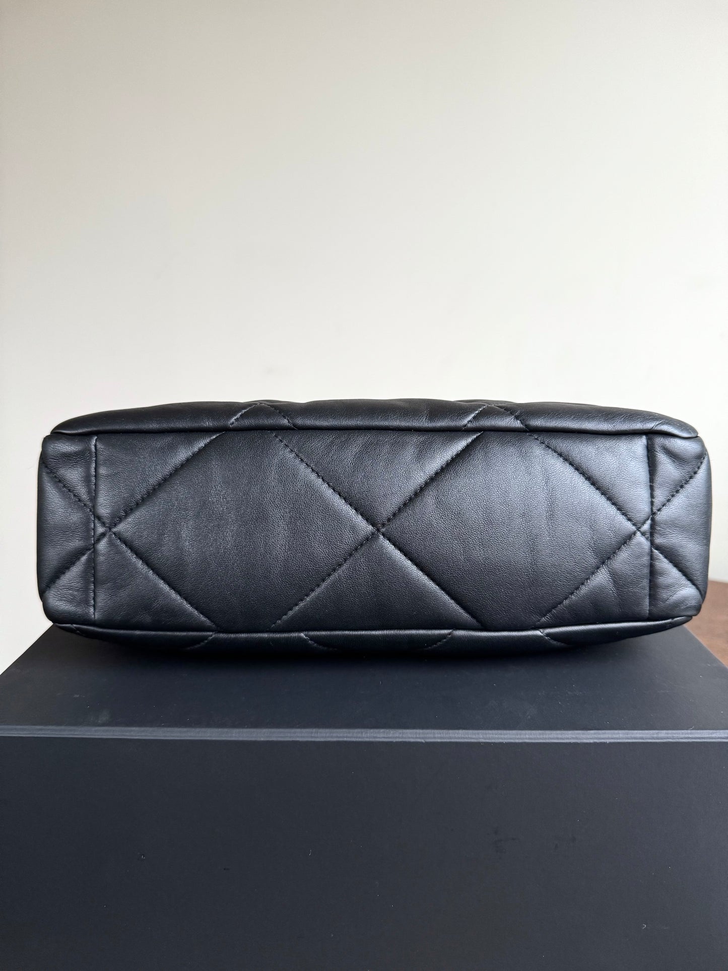 Pre-owned Chanel 19 Large Black Lambskin Flap Bag