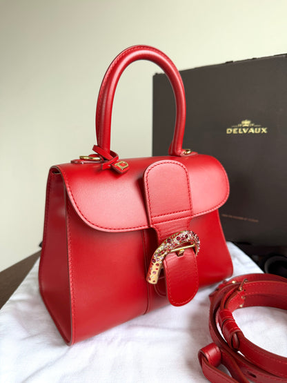 Pre-owned Delvaux Brillant Mini Swarovski Red Box Leather Bag Limited Edition