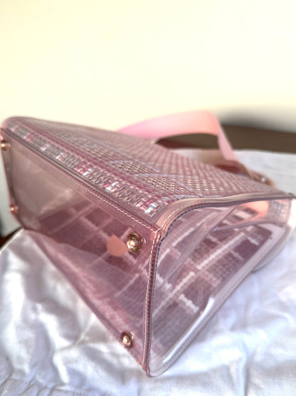 Pre-owned Delvaux Vinyl Gingham The Dreamer Brillant MM Pink Bag
