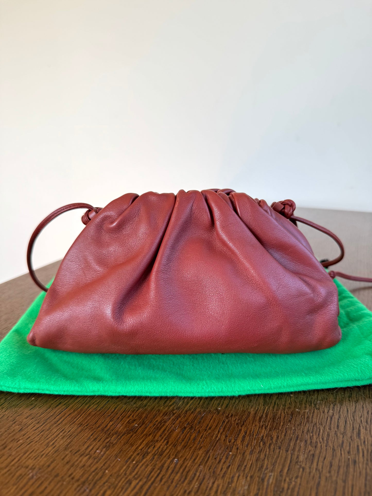 Pre-owned Bottega Veneta Mini Pouch Burgundy Lambskin Crossbody Bag