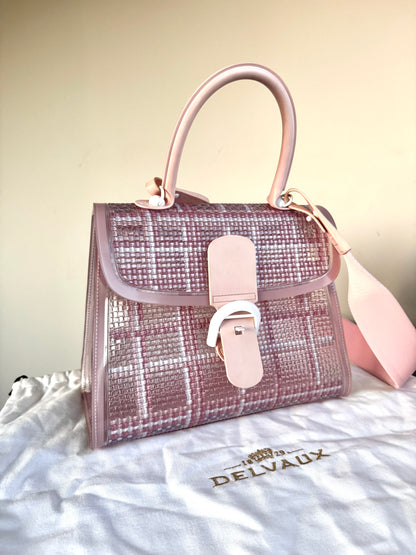 Pre-owned Delvaux Vinyl Gingham The Dreamer Brillant MM Pink Bag