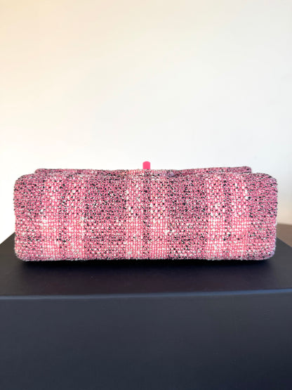 Pre-owned Chanel 2.55 Reissue 225 Medium Pink Tweed Flap Bag