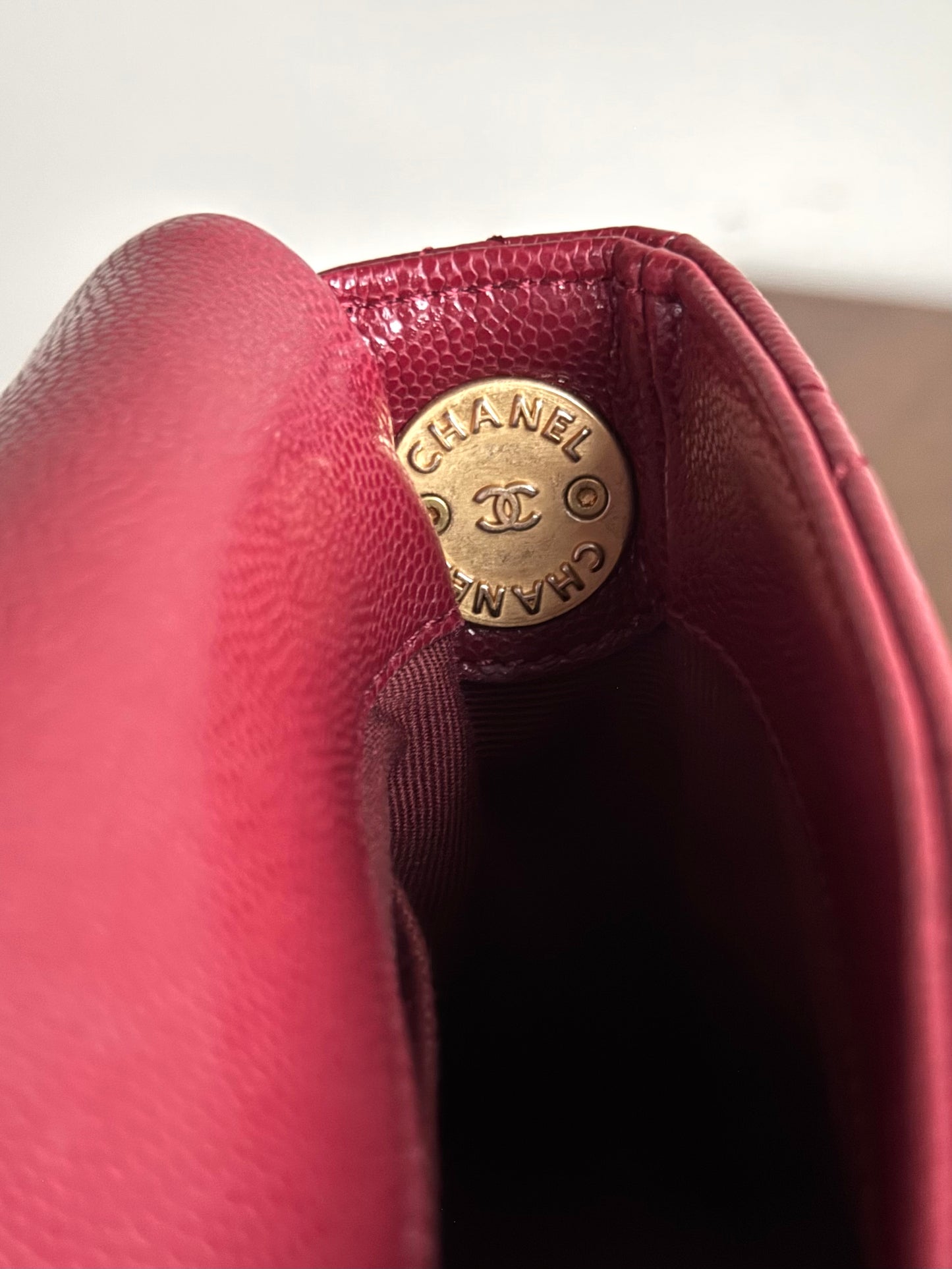 Pre-owned Chanel Twist Your Button Mini Burgundy CaviarFlap Bag