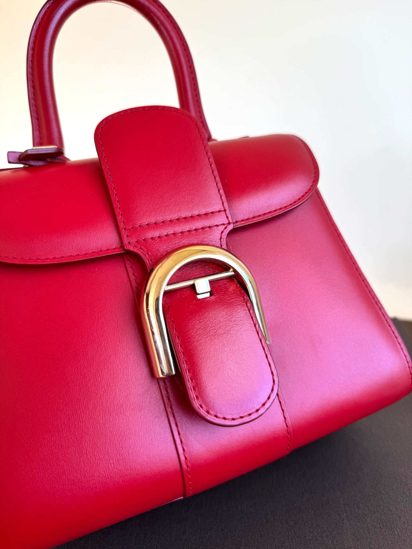 Pre-owned Delvaux Brillant Mini Red Box Calf Bag