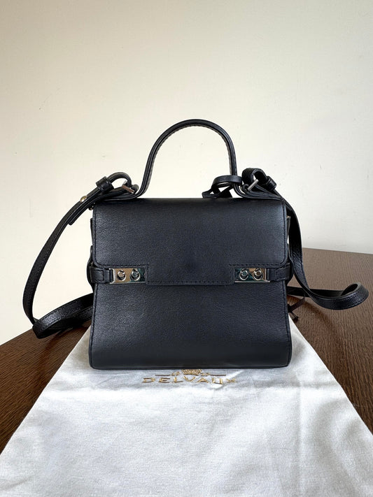 Pre-owned Delvaux Tempête Micro Black Calfskin Bag