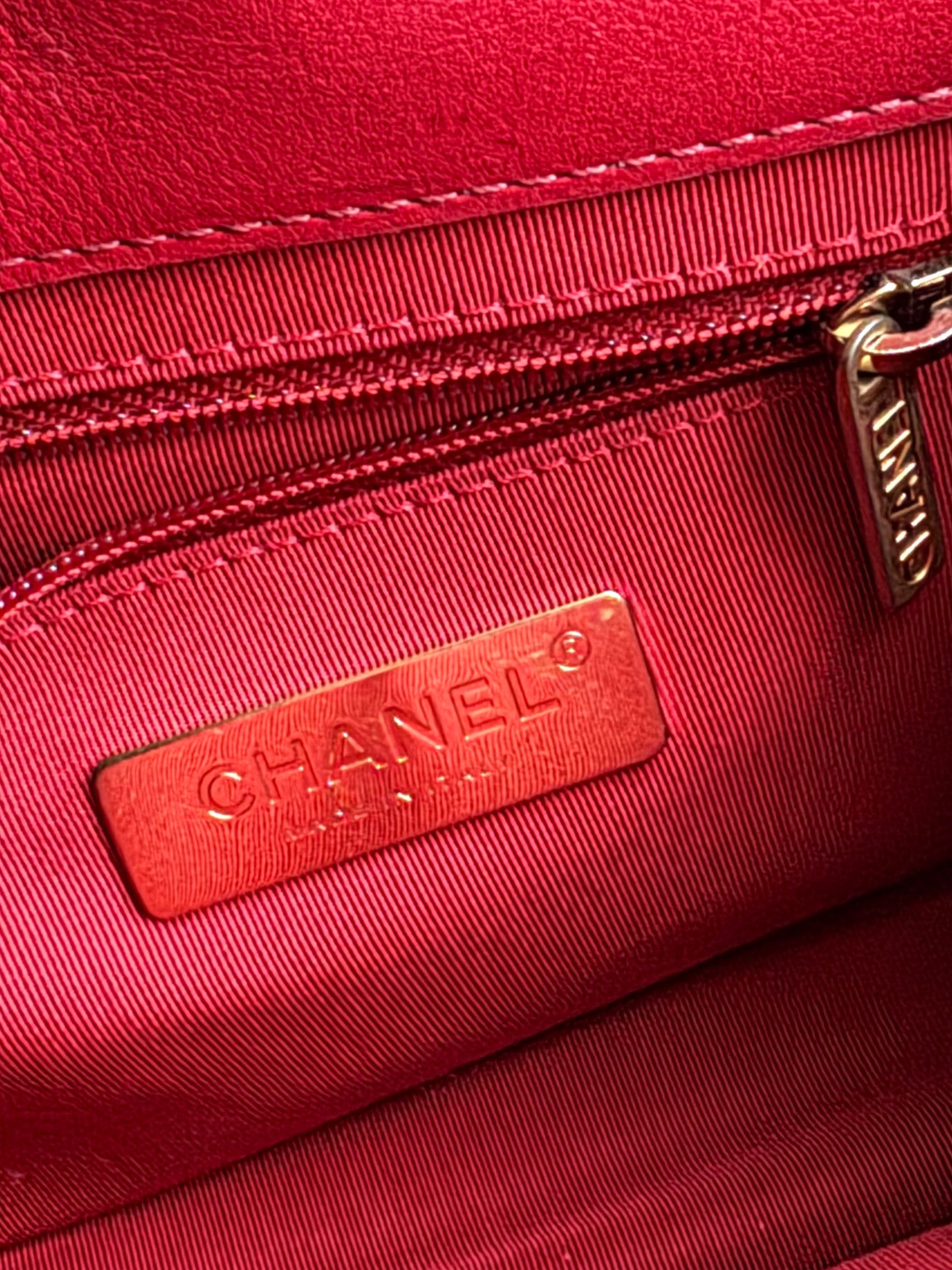 Pre-owned Chanel Top Chain Red Burgundy Caviar Flap Bag