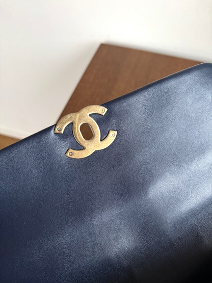 Pre-owned Chanel 19 Small Navy Lambskin Flap Bag