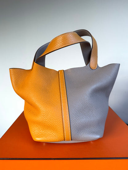 Pre-owned Hermès Picotin 22 Bicolor Clemence Handbag
