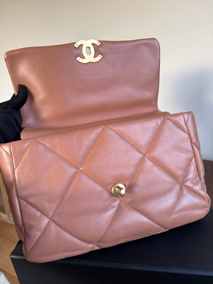 Pre-owned Chanel 19 Large Caramel Lambskin Flap Bag