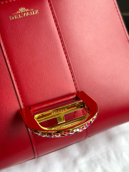 Pre-owned Delvaux Brillant Mini Swarovski Red Box Leather Bag Limited Edition